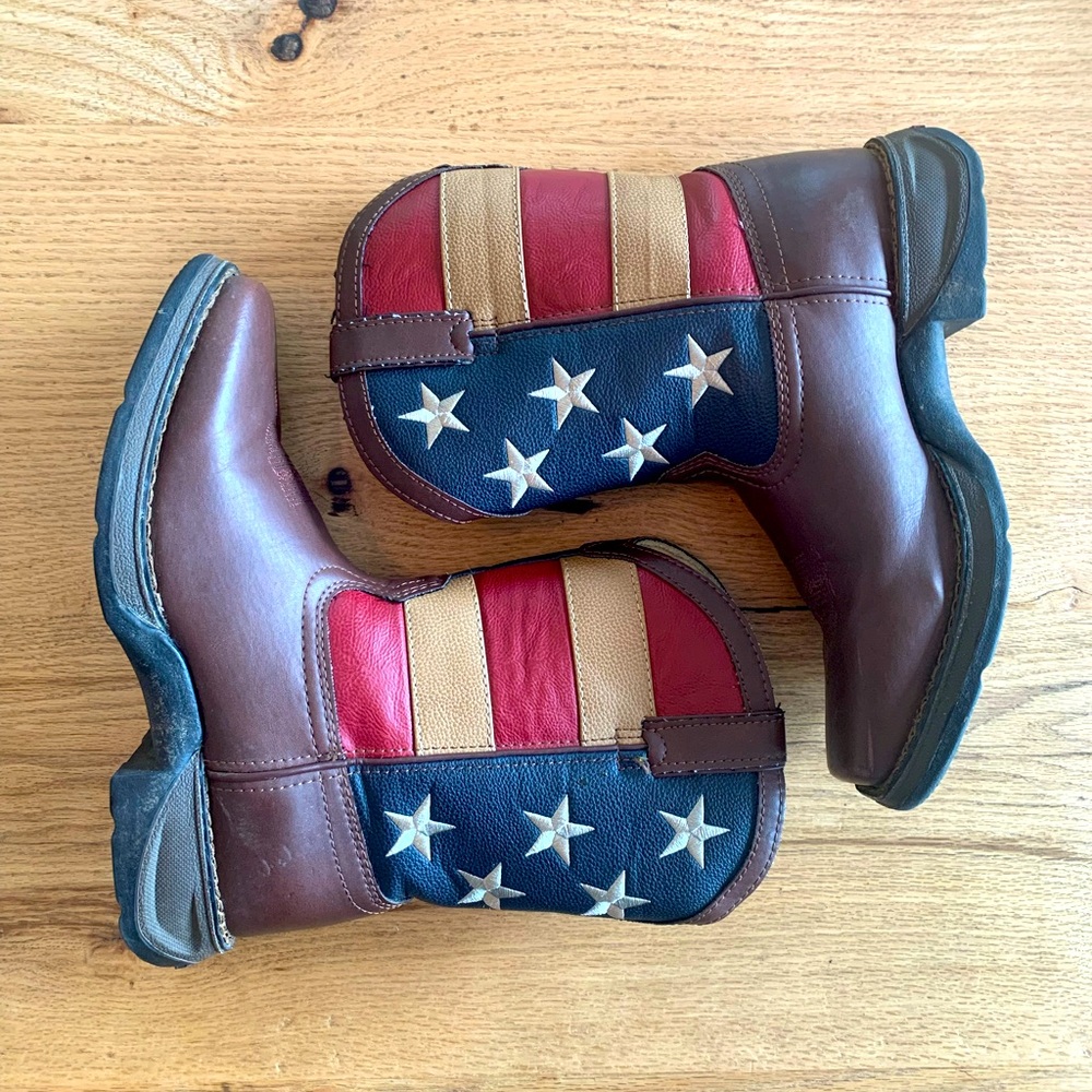 Durango Stars and Stripes Red White Blue Kids‎ 8” Boots Leather boys 5 Preloved